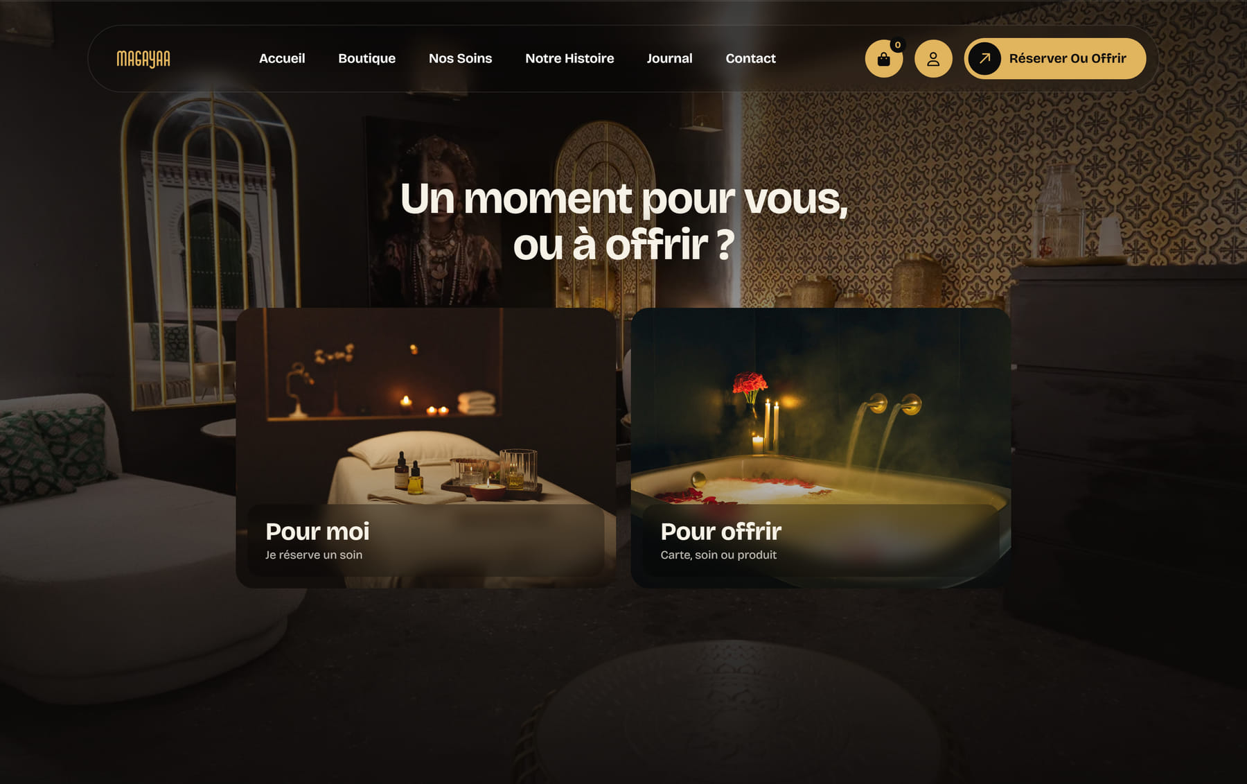 La page de réservation du nouveau site Magayaa