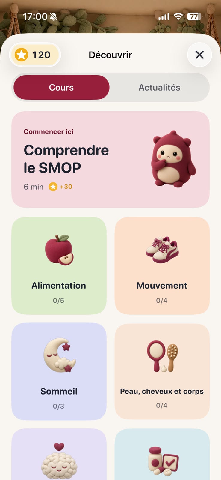Écran Découvrir de l'app Smopy